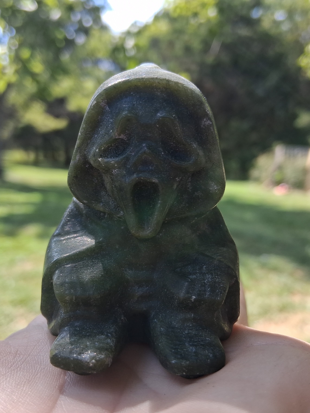 Nephrite Jade Carved Figurine Slasher Ghostface Masked Killer Halloween 3"